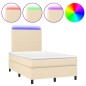 vidaXL Cama box spring con colchón y luces LED tela crema 120x190 cm vidaXL Cama box spring con colchón y luces LED tela crema 120x190 cm