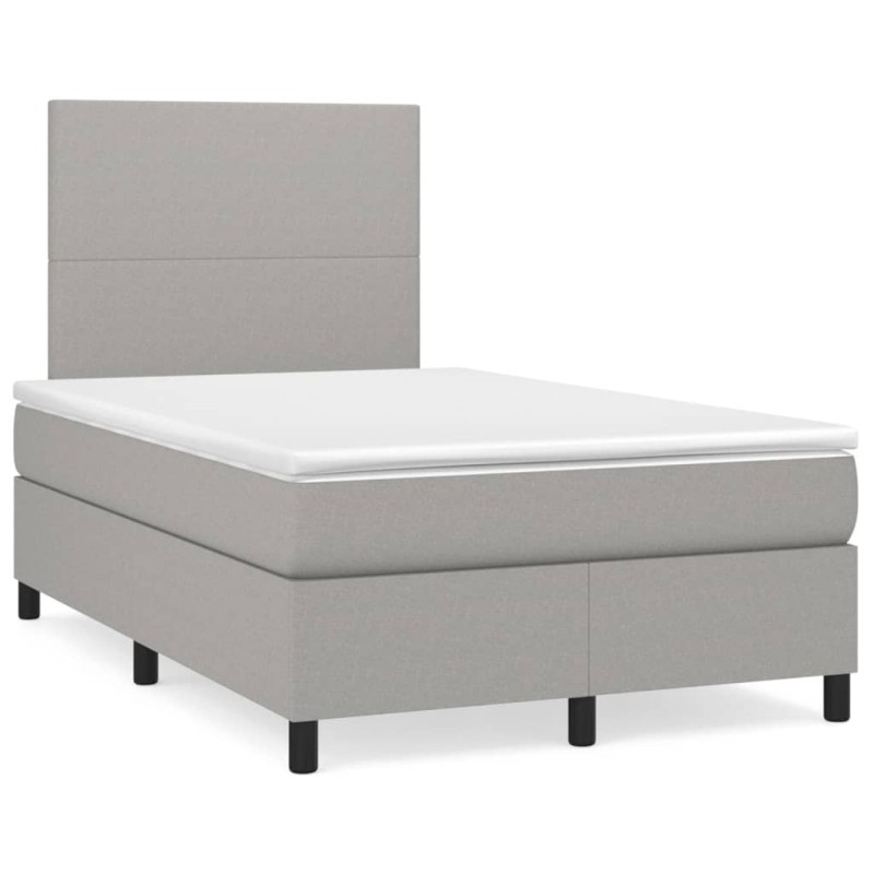 vidaXL Cama box spring con colchón y LED tela gris claro 120x190 cm vidaXL Cama box spring con colchón y LED tela gris claro 120x190 cm