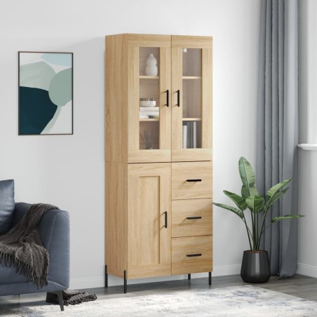vidaXL Aparador alto madera contrachapada color roble 69,5x34x180 cm