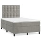 vidaXL Cama box spring colchón y LED terciopelo gris claro 120x190 cm vidaXL Cama box spring colchón y LED terciopelo gris claro 120x190 cm