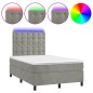 vidaXL Cama box spring colchón y LED terciopelo gris claro 120x190 cm vidaXL Cama box spring colchón y LED terciopelo gris claro 120x190 cm