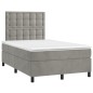 vidaXL Cama box spring colchón y LED terciopelo gris claro 120x190 cm vidaXL Cama box spring colchón y LED terciopelo gris claro 120x190 cm