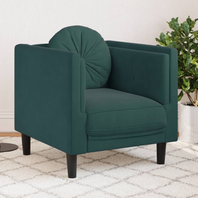 vidaXL Sillón con cojín terciopelo verde oscuro vidaXL Sillón con cojín terciopelo verde oscuro