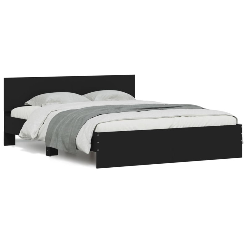 vidaXL Estructura de cama con cabecero y luces LED negro 150x200 cm vidaXL Estructura de cama con cabecero y luces LED negro 150x200 cm