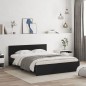 vidaXL Estructura de cama con cabecero y luces LED negro 150x200 cm vidaXL Estructura de cama con cabecero y luces LED negro 150x200 cm