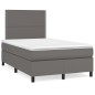 vidaXL Cama box spring con colchón LED cuero sintético gris 120x190 cm vidaXL Cama box spring con colchón LED cuero sintético gris 120x190 cm