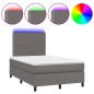 vidaXL Cama box spring con colchón LED cuero sintético gris 120x190 cm vidaXL Cama box spring con colchón LED cuero sintético gris 120x190 cm