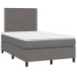 vidaXL Cama box spring con colchón LED cuero sintético gris 120x190 cm vidaXL Cama box spring con colchón LED cuero sintético gris 120x190 cm