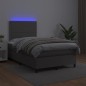 vidaXL Cama box spring con colchón LED cuero sintético gris 120x190 cm vidaXL Cama box spring con colchón LED cuero sintético gris 120x190 cm