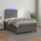 vidaXL Cama box spring con colchón LED cuero sintético gris 120x190 cm vidaXL Cama box spring con colchón LED cuero sintético gris 120x190 cm