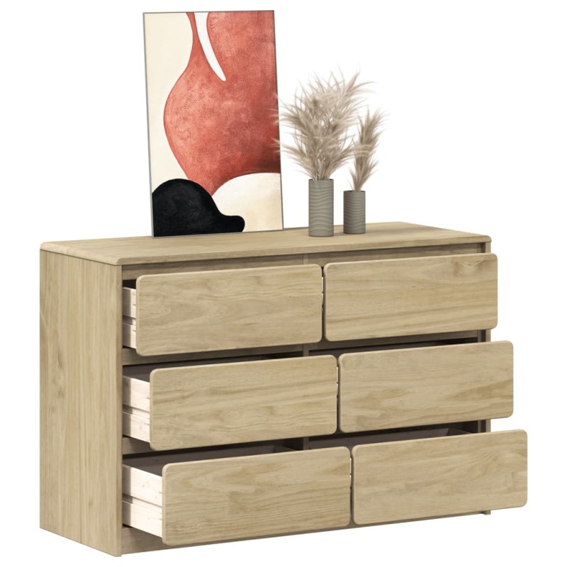 vidaXL Cajonera SAUDA madera maciza de pino color roble 111x43x73,5 cm vidaXL Cajonera SAUDA madera maciza de pino color roble 111x43x73,5 cm