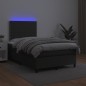 vidaXL Cama box spring con colchón LED cuero sintético negro 120x190cm vidaXL Cama box spring con colchón LED cuero sintético negro 120x190cm