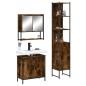 vidaXL Set de muebles baño 3 pzas madera contrachapada roble ahumado vidaXL Set de muebles baño 3 pzas madera contrachapada roble ahumado