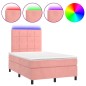 vidaXL Cama box spring con colchón y LED terciopelo rosa 120x190 cm vidaXL Cama box spring con colchón y LED terciopelo rosa 120x190 cm
