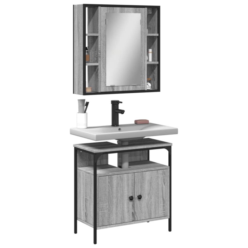 vidaXL Set de muebles de baño 2 pzas madera contrachapada gris sonoma vidaXL Set de muebles de baño 2 pzas madera contrachapada gris sonoma