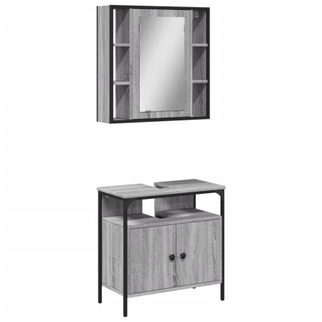 vidaXL Set de muebles de baño 2 pzas madera contrachapada gris sonoma