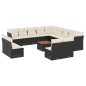 vidaXL Set de sofás de jardín y cojines 14 pzas ratán sintético negro vidaXL Set de sofás de jardín y cojines 14 pzas ratán sintético negro