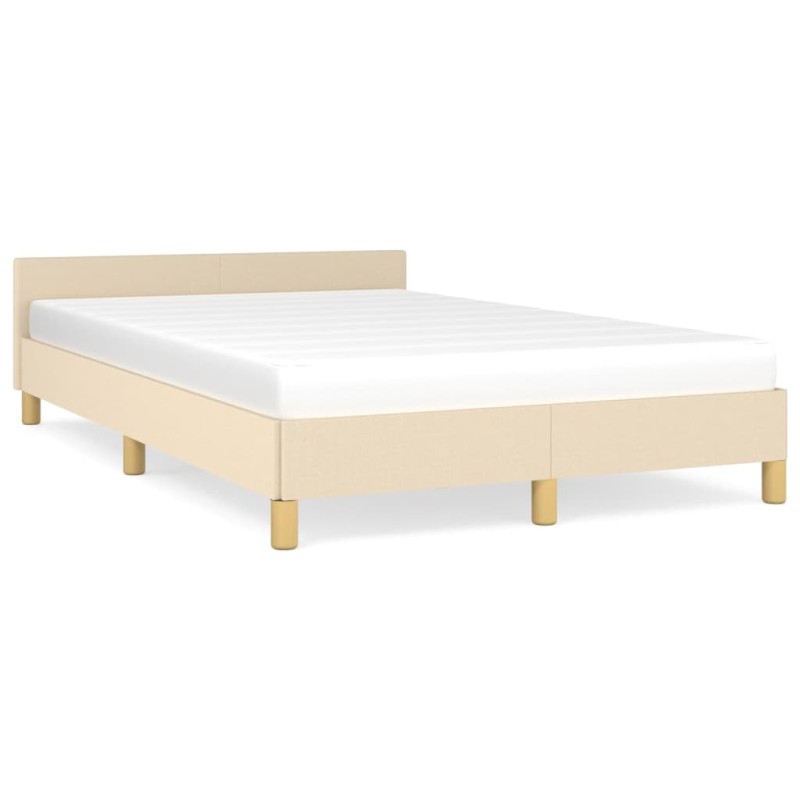 vidaXL Estructura de cama con cabecero tela crema 120x190 cm vidaXL Estructura de cama con cabecero tela crema 120x190 cm