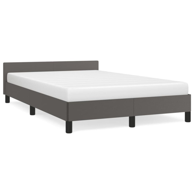 vidaXL Estructura cama con cabecero cuero sintético gris 120x190 cm vidaXL Estructura cama con cabecero cuero sintético gris 120x190 cm