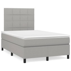 vidaXL Cama box spring con colchón y LED tela gris claro 120x190 cm