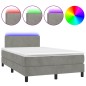 vidaXL Cama box spring colchón y LED terciopelo gris claro 120x190 cm