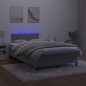 vidaXL Cama box spring colchón y LED terciopelo gris claro 120x190 cm