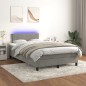 vidaXL Cama box spring colchón y LED terciopelo gris claro 120x190 cm