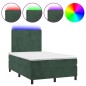 vidaXL Cama box spring colchón y LED terciopelo verde oscuro 120x190cm