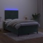 vidaXL Cama box spring colchón y LED terciopelo verde oscuro 120x190cm