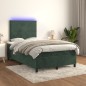 vidaXL Cama box spring colchón y LED terciopelo verde oscuro 120x190cm