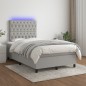 vidaXL Cama box spring con colchón y LED tela gris claro 120x190 cm vidaXL Cama box spring con colchón y LED tela gris claro 120x190 cm