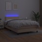 vidaXL Cama box spring colchón LED cuero sintético capuchino 120x190cm vidaXL Cama box spring colchón LED cuero sintético capuchino 120x190cm