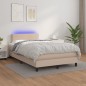 vidaXL Cama box spring colchón LED cuero sintético capuchino 120x190cm vidaXL Cama box spring colchón LED cuero sintético capuchino 120x190cm