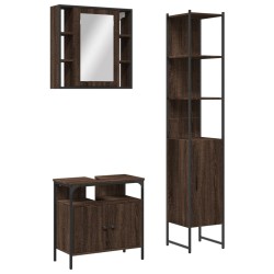 vidaXL Set de muebles de baño 3 pzas madera contrachapada roble marrón