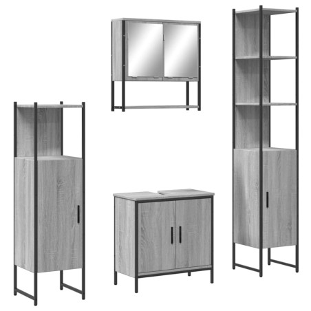 vidaXL Set de muebles de baño 4 pzas madera contrachapada gris sonoma