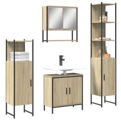 vidaXL Juego de muebles de baño 4 pzas contrachapada roble Sonoma