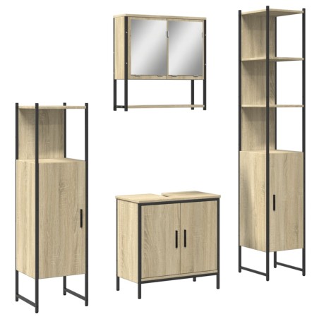vidaXL Juego de muebles de baño 4 pzas contrachapada roble Sonoma