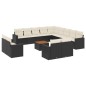 vidaXL Set de sofás de jardín y cojines 14 pzas ratán sintético negro vidaXL Set de sofás de jardín y cojines 14 pzas ratán sintético negro