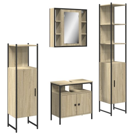 vidaXL Juego de muebles de baño 4 pzas madera ingeniería roble Sonoma