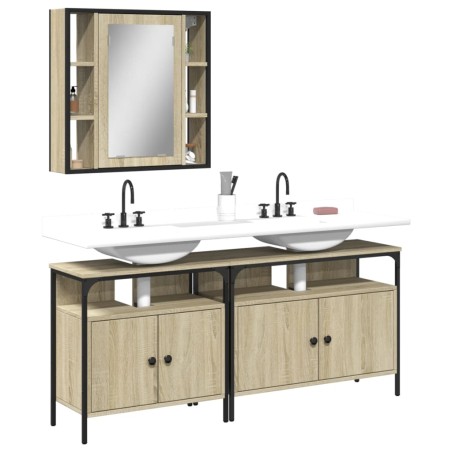 vidaXL Set de muebles de baño 3 pzas madera contrachapada roble sonoma