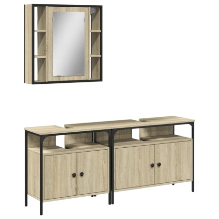 vidaXL Set de muebles de baño 3 pzas madera contrachapada roble sonoma