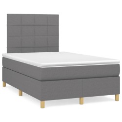 vidaXL Cama box spring con colchón y LED tela marrón oscuro 120x190 cm