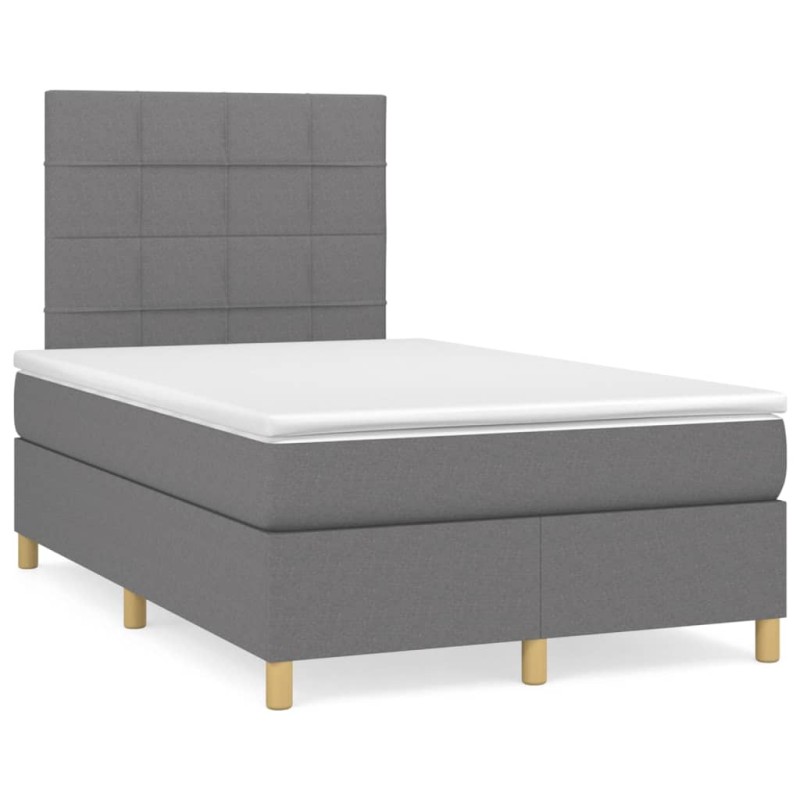 vidaXL Cama box spring con colchón y LED tela marrón oscuro 120x190 cm vidaXL Cama box spring con colchón y LED tela marrón oscuro 120x190 cm