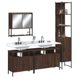 vidaXL Set de muebles baño 4 pzas madera contrachapada roble marrón