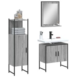vidaXL Set de muebles de baño 3 pzas madera contrachapada gris sonoma