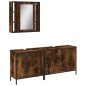 vidaXL Set de muebles baño 3 pzas madera contrachapada roble ahumado