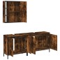 vidaXL Set de muebles baño 3 pzas madera contrachapada roble ahumado