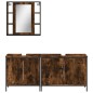 vidaXL Set de muebles baño 3 pzas madera contrachapada roble ahumado