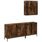 vidaXL Set de muebles baño 3 pzas madera contrachapada roble ahumado