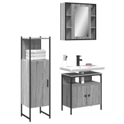 vidaXL Set de muebles de baño 3 pzas madera contrachapada gris sonoma